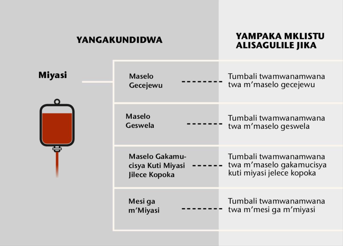Miyasi, mbali mcece syekulungwakulungwa sya miyasi, soni tumbali twamwanamwana twa miyasi