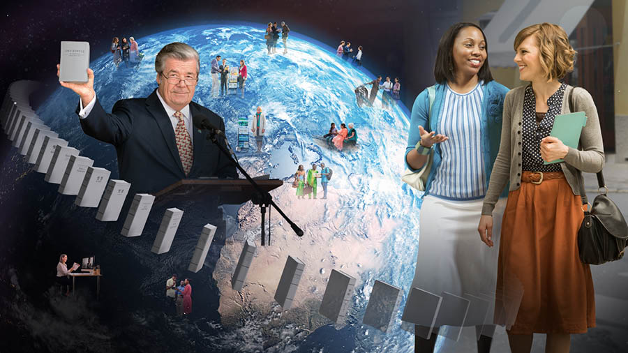 Ni rihuinni lu caadxi imagen: 1. Cayuni presentar hermanu Gerrit Lösch «Traducción del Nuevo Mundo». 2. Cayuni predicar hermanu ne hermana de gadxé gadxé guidxi lu guidubi Guidxilayú.