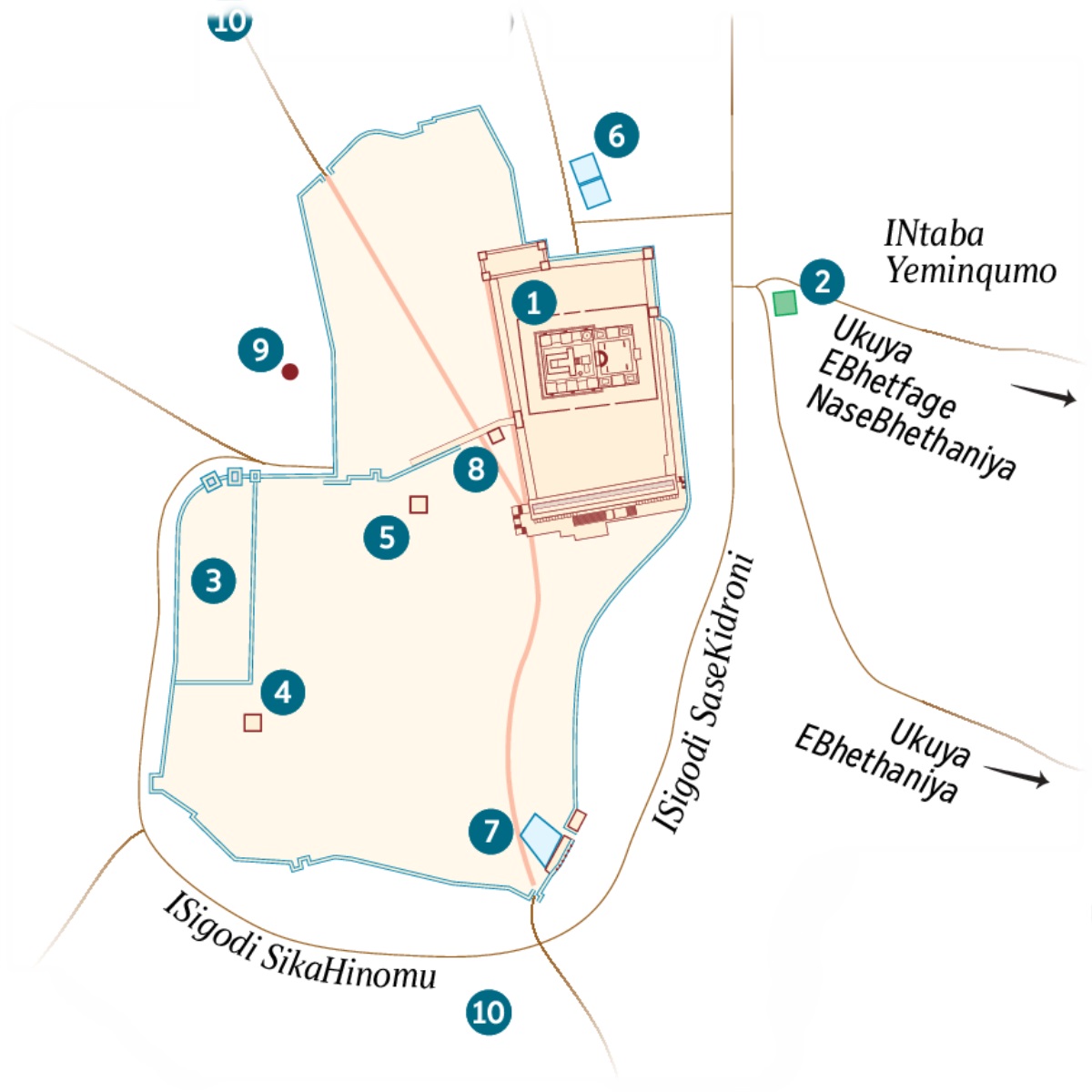 Ibalazwe laseJerusalema nezindawo ezilizungezile. Kukhona izindawo ezaziwayo ukuthi zazikuphi nalezo okungaqinisekwa ukuthi zazikuphi. 1. Ithempeli. 2. Insimu YaseGetsemane. 3. Isigodlo Sombusi. 4. Indlu KaKayafase. 5. Isigodlo Esasisetshenziswa UHerode Antipase. 6. IChibi LaseBhethesda. 7. IChibi LaseSilowama. 8. IHholo LeSanhedrini. 9. IGolgotha. 10. I-Akeldama.